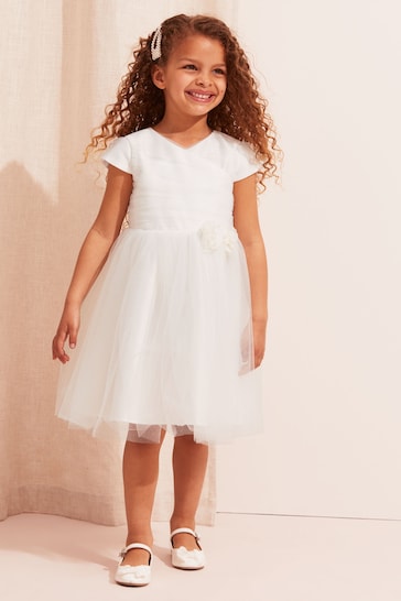Lipsy Ivory Mini Tulle Occasion Dress