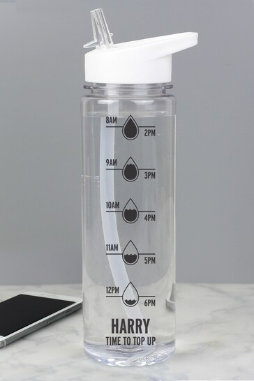 Personalised Black 'Hydration Tracker' Water Bottle by PMC