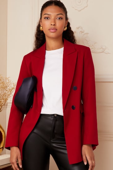 Love & Roses Deep Red Tailored Blazer
