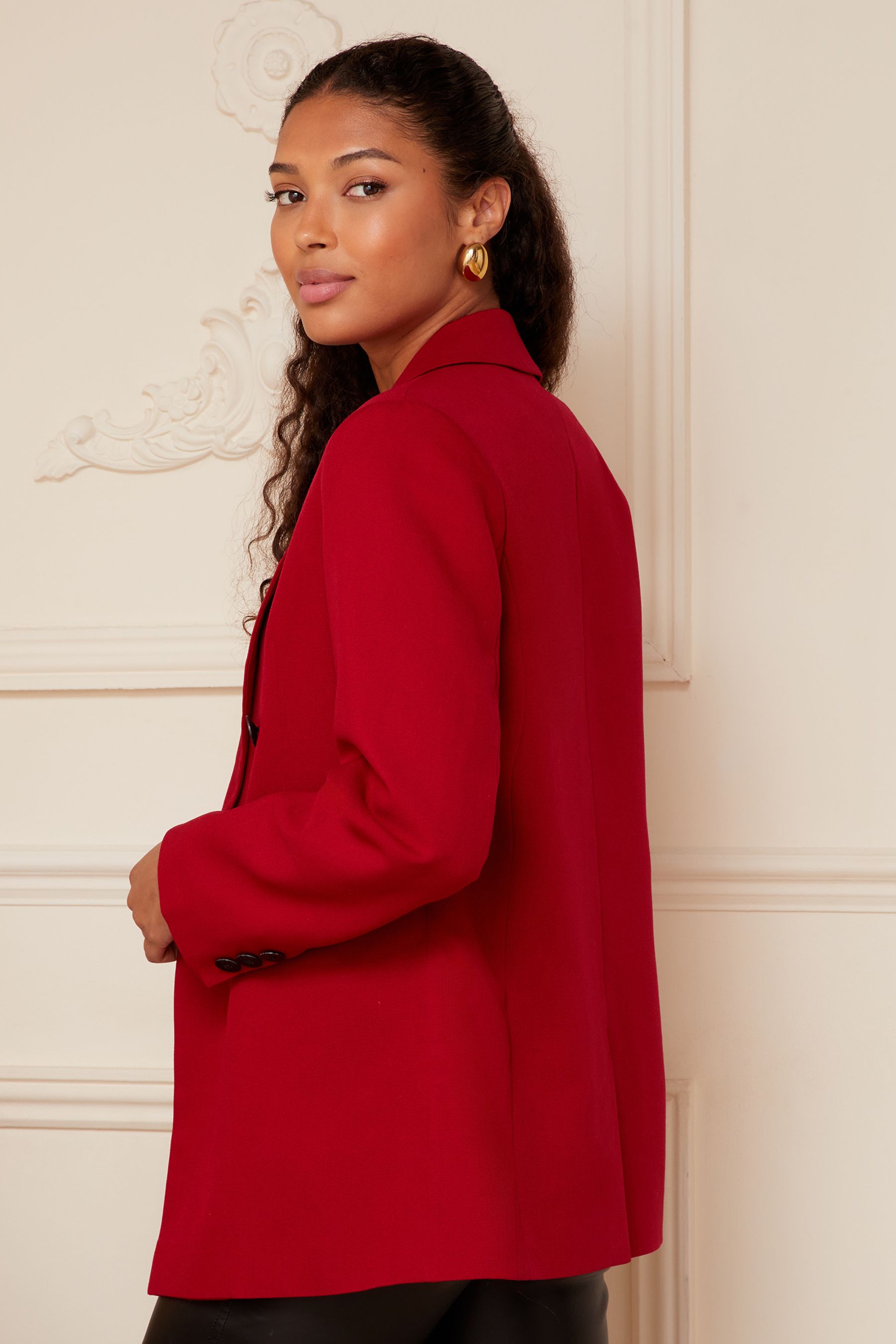 Long red cheap blazer