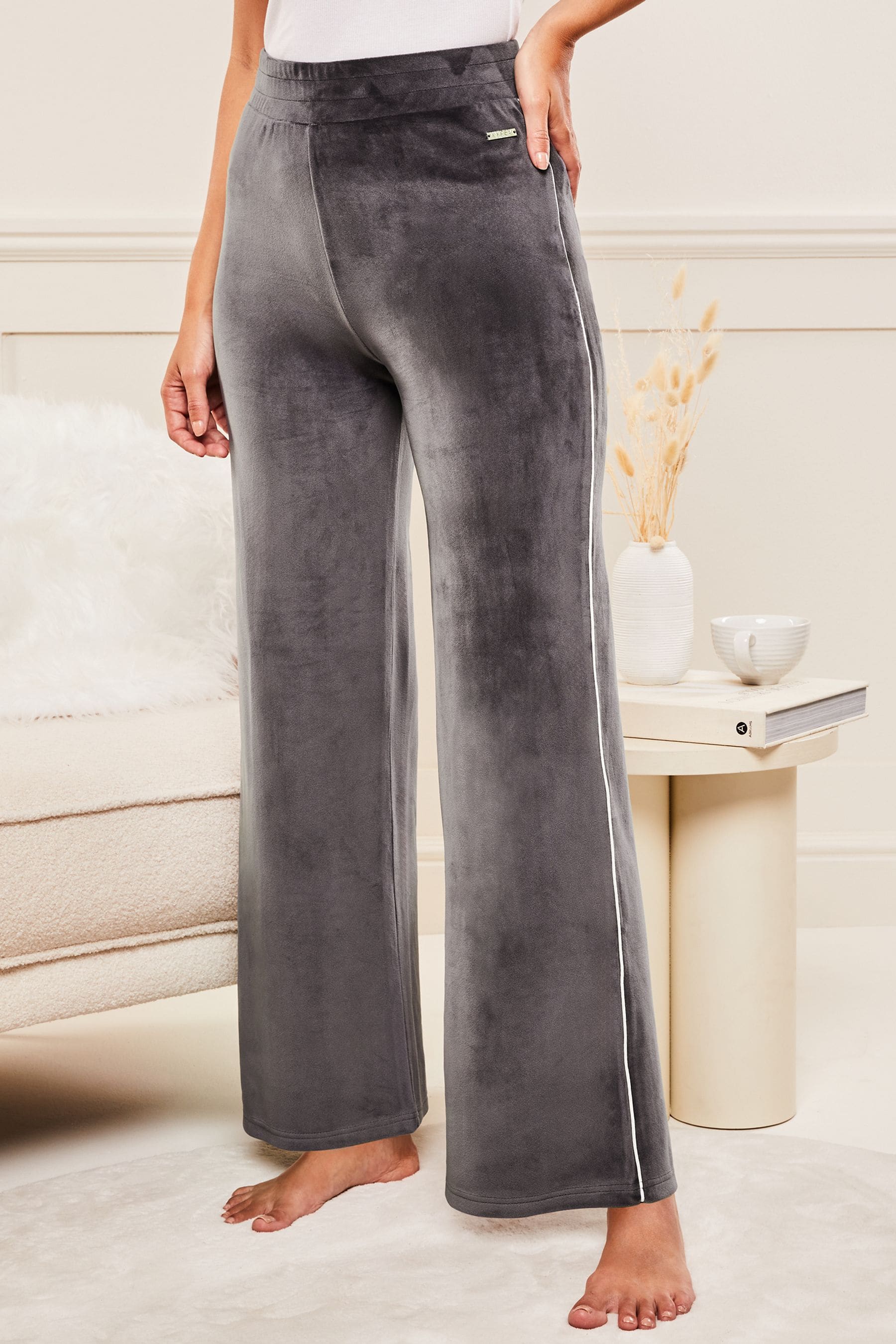 Grey velour pants store