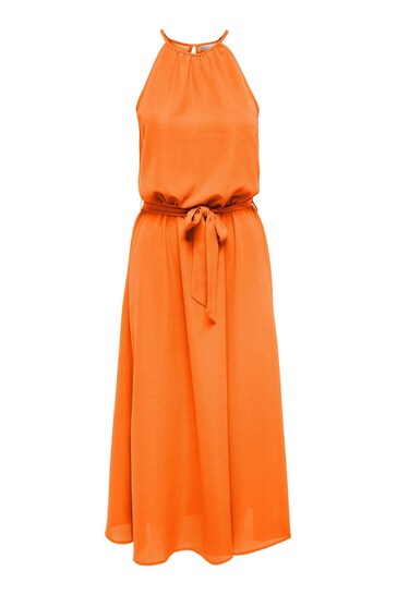 ONLY Orange Halter Neck Waisted Maxi Dress