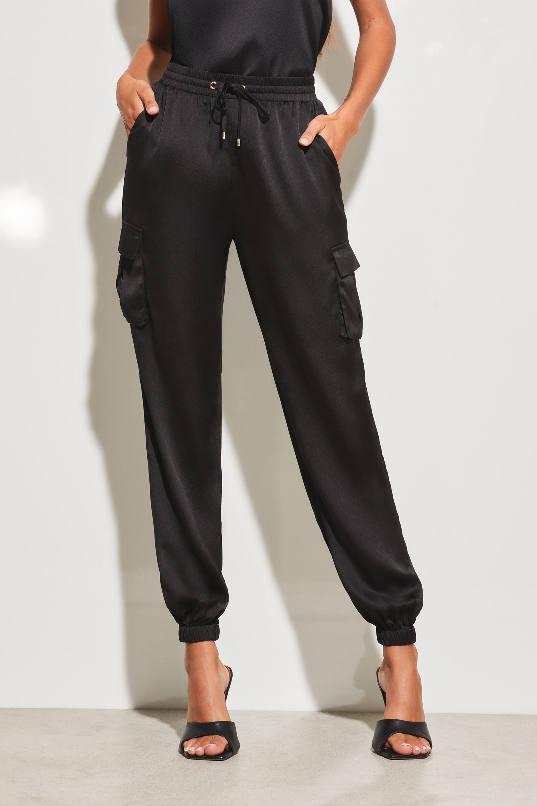 Satin cuffed top joggers