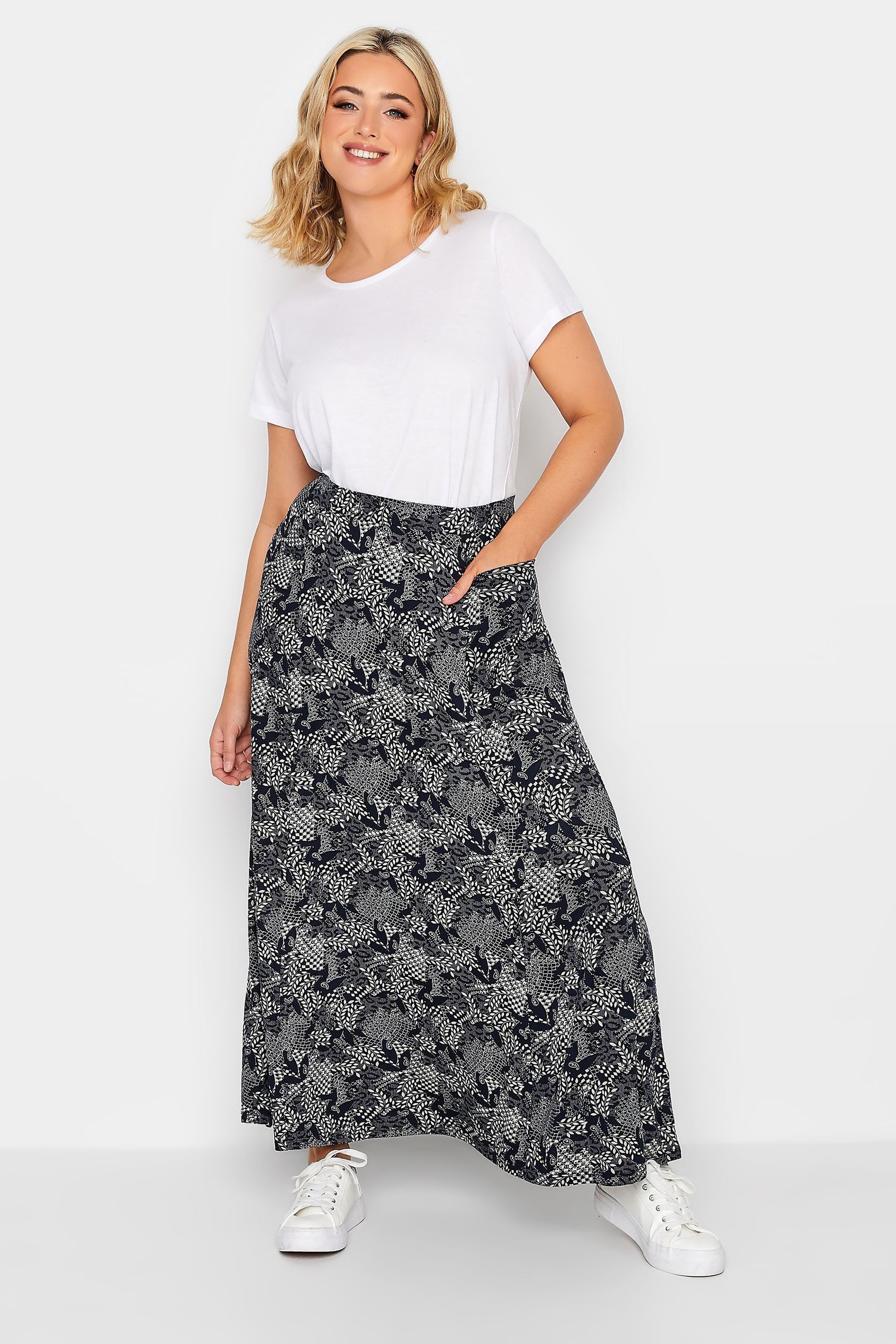 Plus size black maxi skirt uk sale