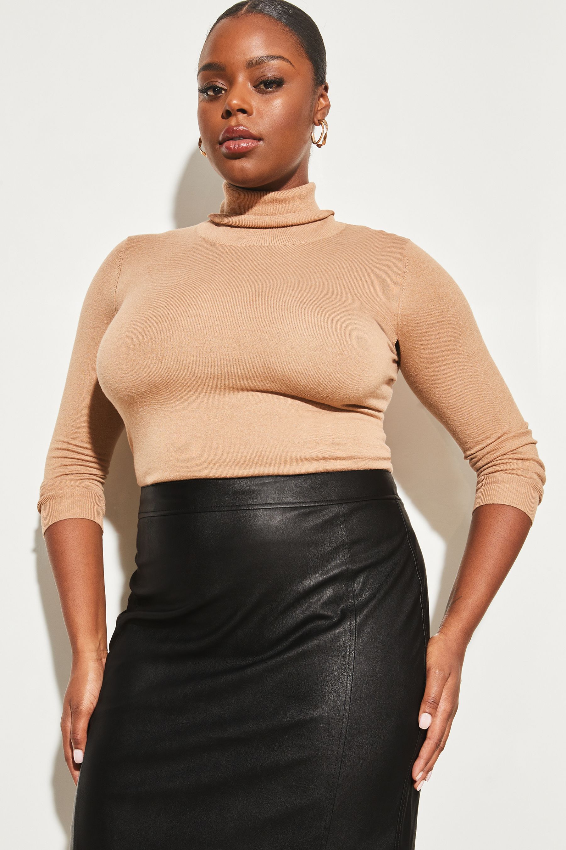 Lipsy Black Curve Faux Leather Pencil Skirt