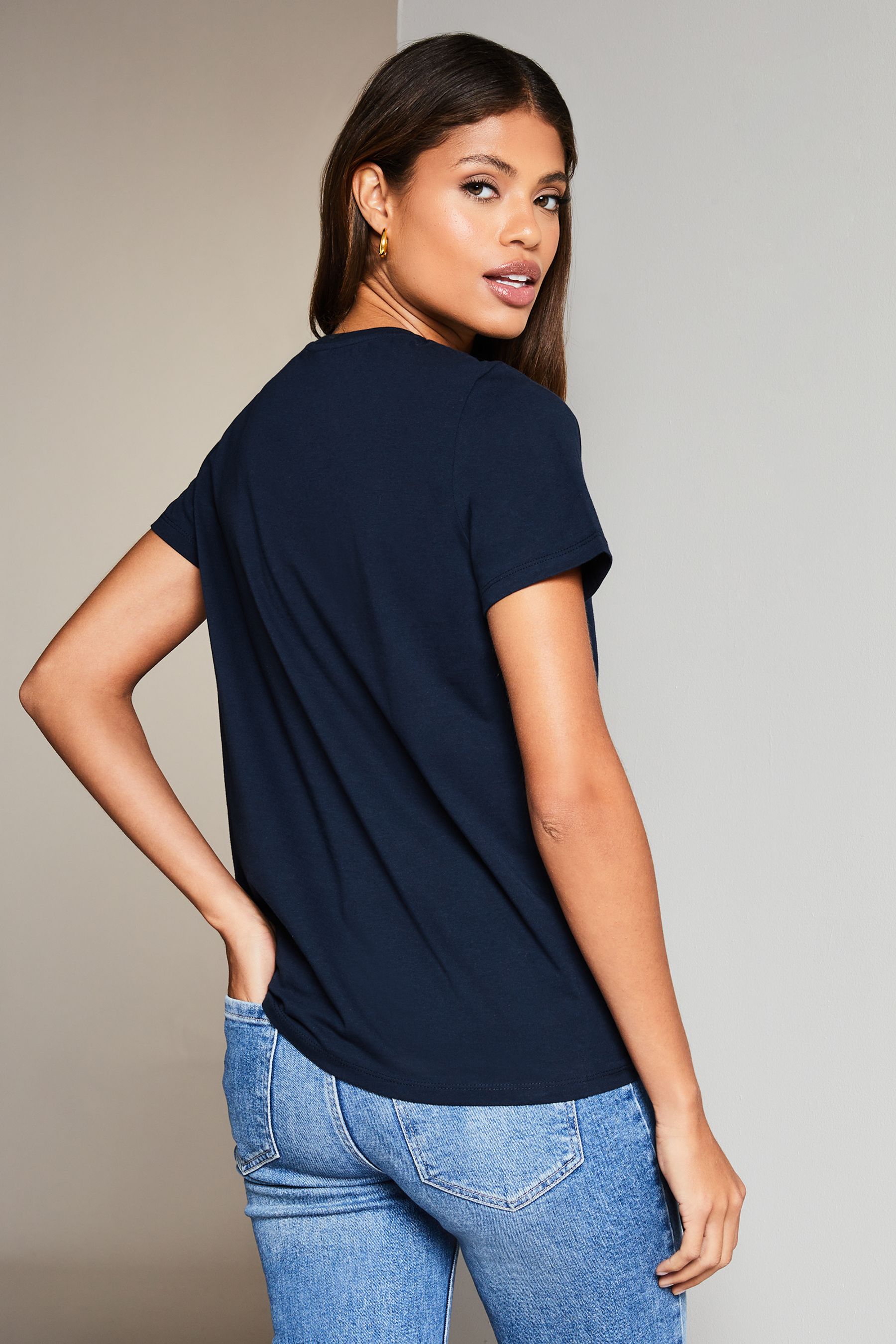 Buy Wear it with Love Navy Blue Heart Boyfriend T Shirt Women