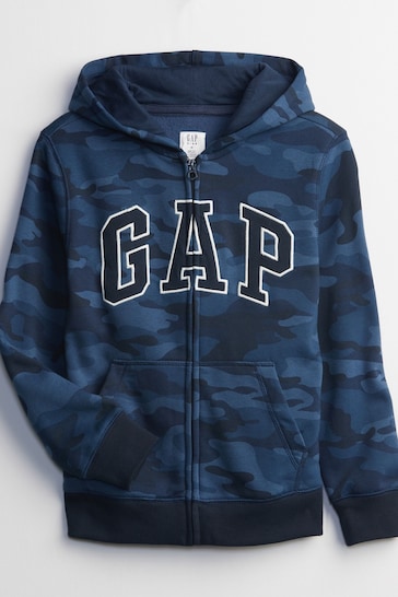 Gap Blue Logo Print Zip Up Hoodie (4-13yrs)