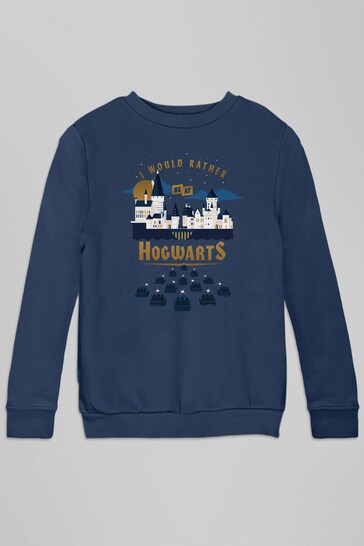 All + Every Navy Harry Potter I Would Rather Be At Hogwarts Kids Sweatshirt