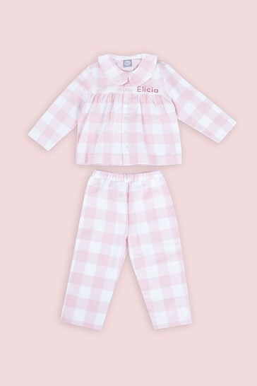 Personalised Traditional Pink Checkered Pyjama Set by My 1st Years
