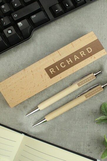Personalised Wooden Pen & Pencil Box Set by PMC
