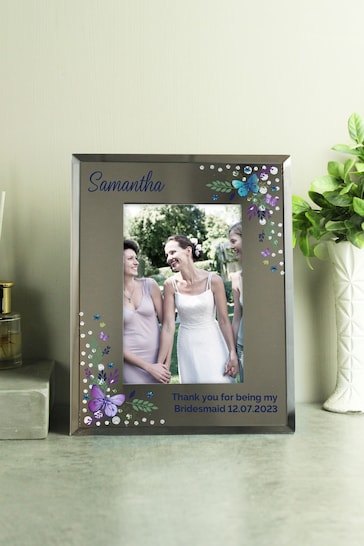 Personalised Butterfly 6x4 Diamante Glass Photo Frame by PMC