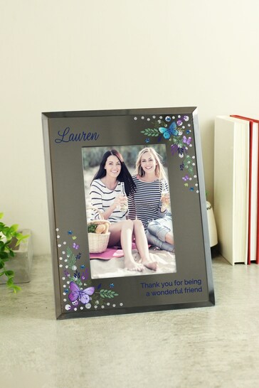 Personalised Butterfly 6x4 Diamante Glass Photo Frame by PMC