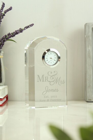 Personalised Mr & Mrs Crystal Clock by PMC
