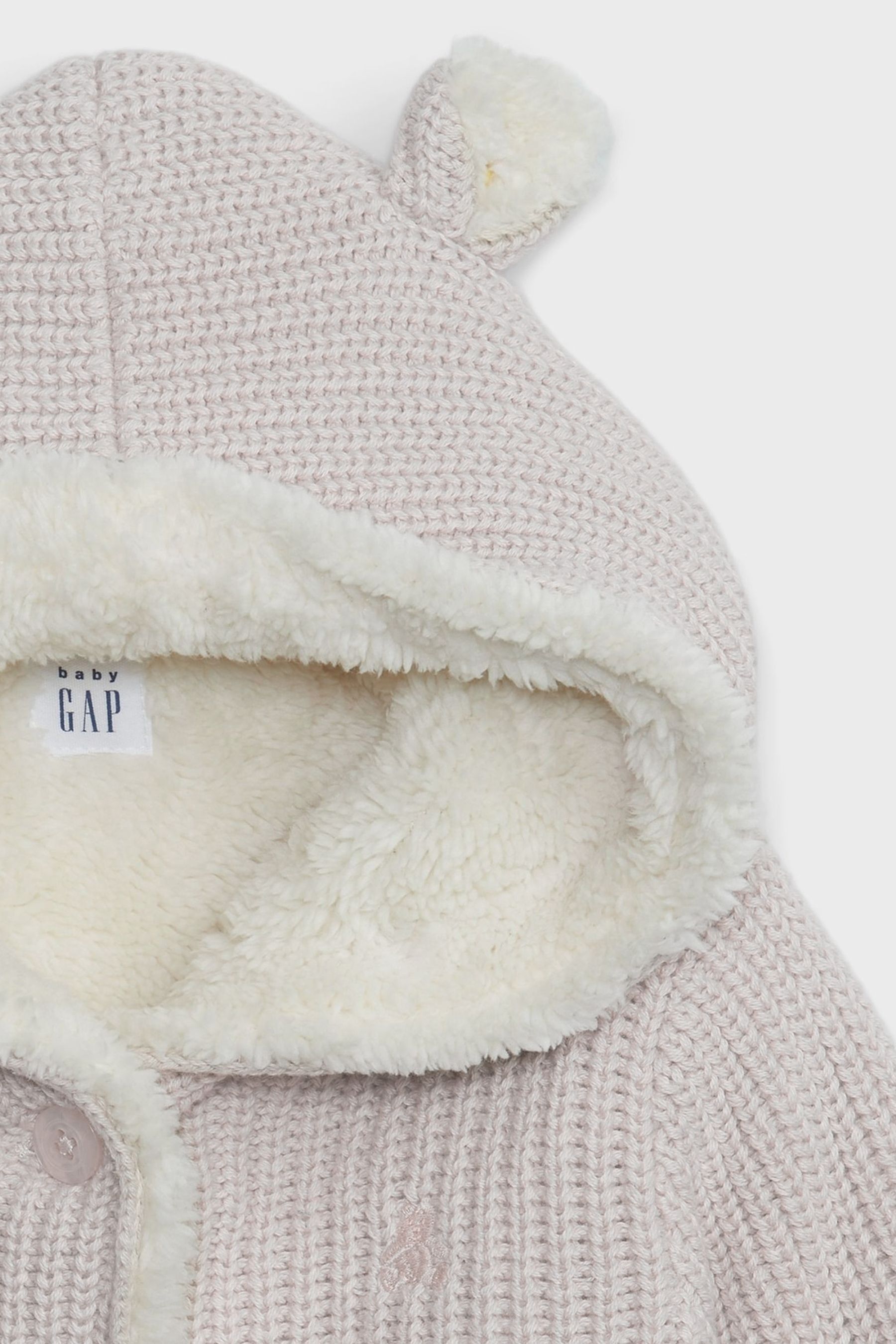 Buy Gap Pink Sherpa Lined Bear Hooded Hoodie Newborn 24mths