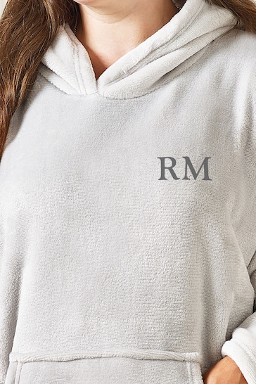 Personalised Hooded Cosy Blanket in Light Grey by Love Abode