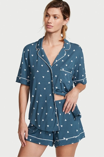 Victoria's Secret Midnight Sea Blue Hearts Modal Short Pyjamas