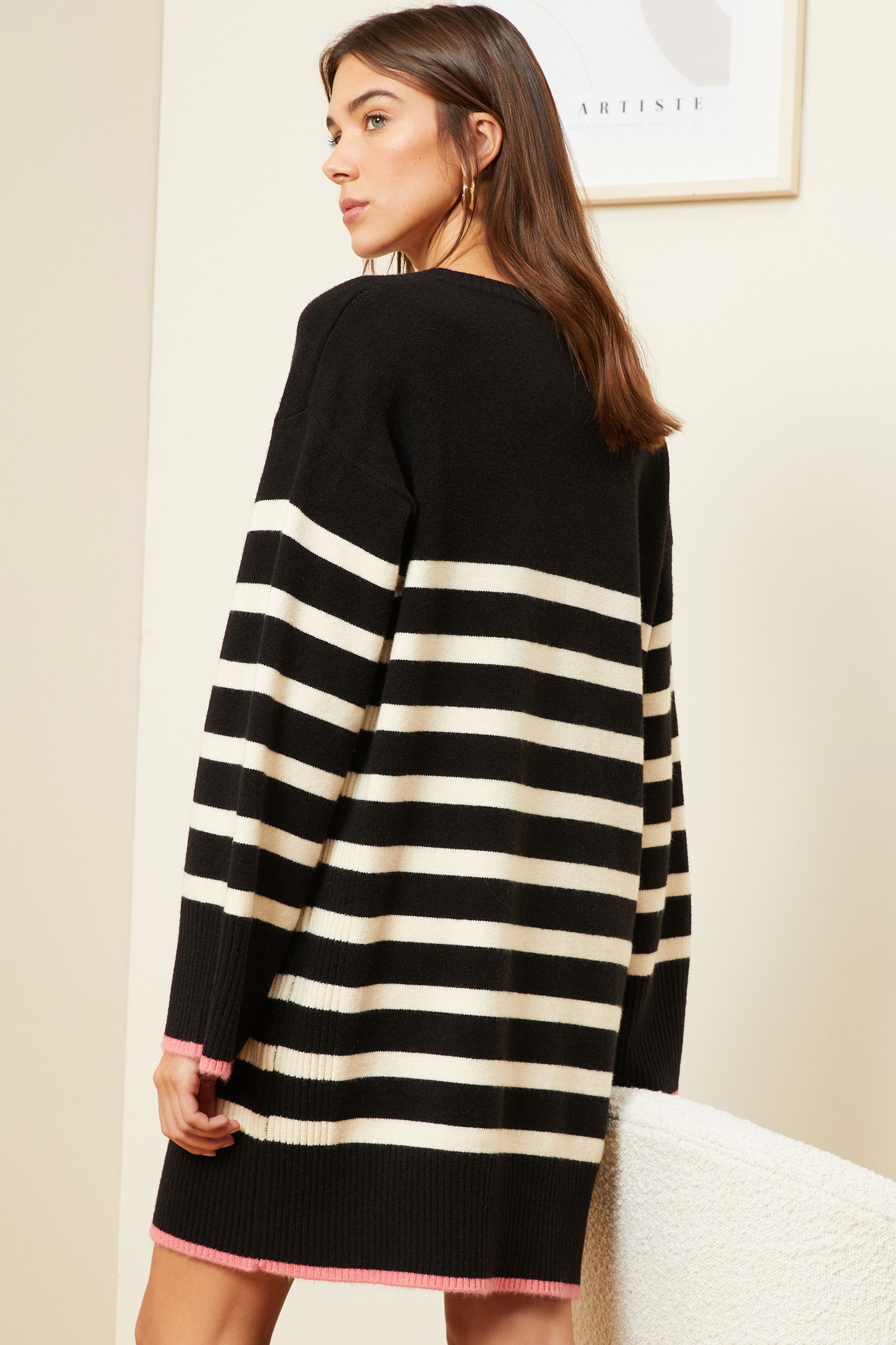 Buy Love Roses Black Cosy V Neck Knitted Jumper Dress from the Next UK online shop