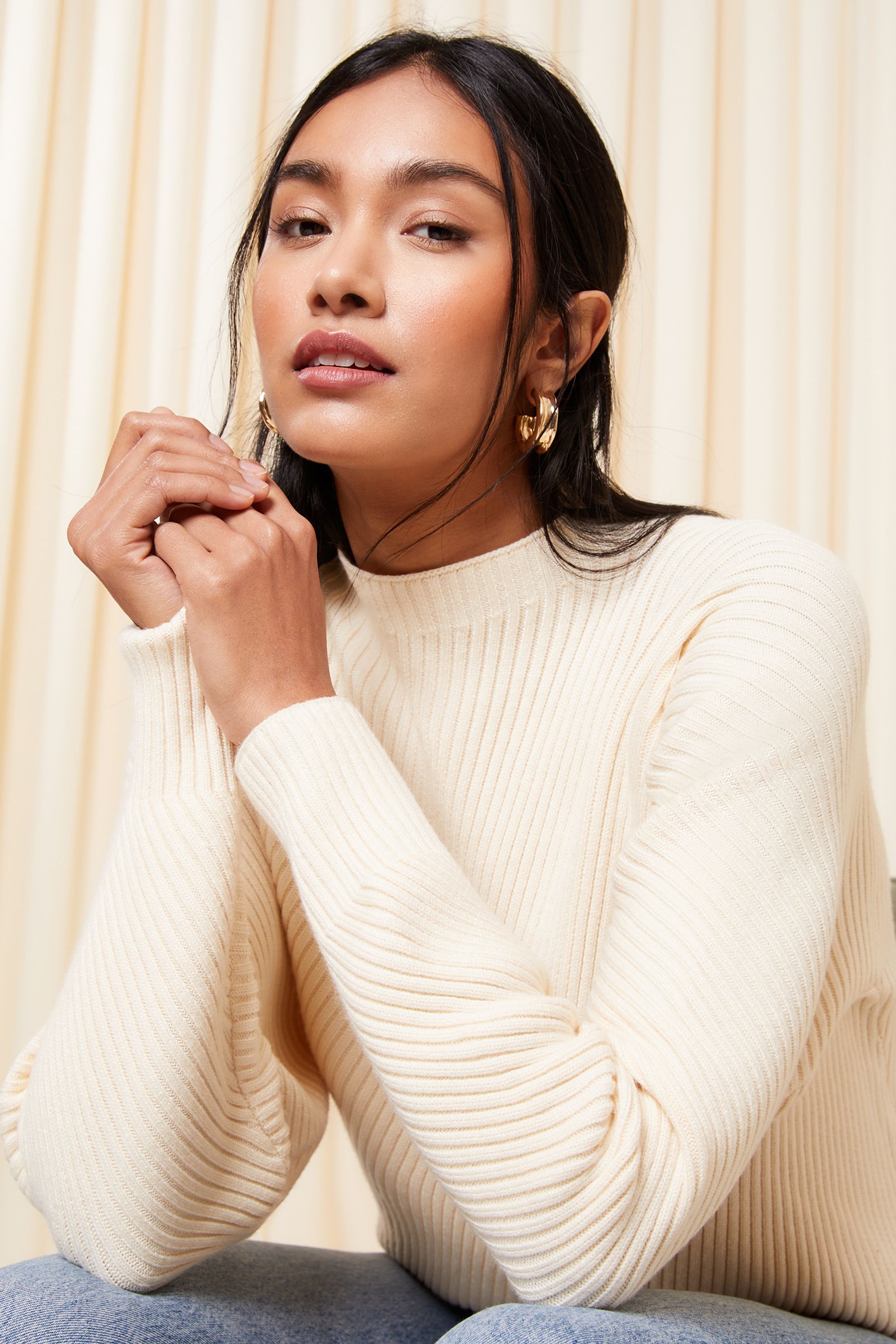 Buy Friends Like These Neutral Ribbed Cosy Batwing Jumper from the