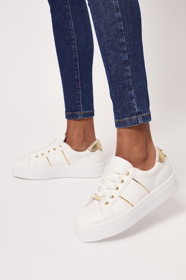 Lipsy White Regular Fit Chunky Flatform Lace Up Trainer