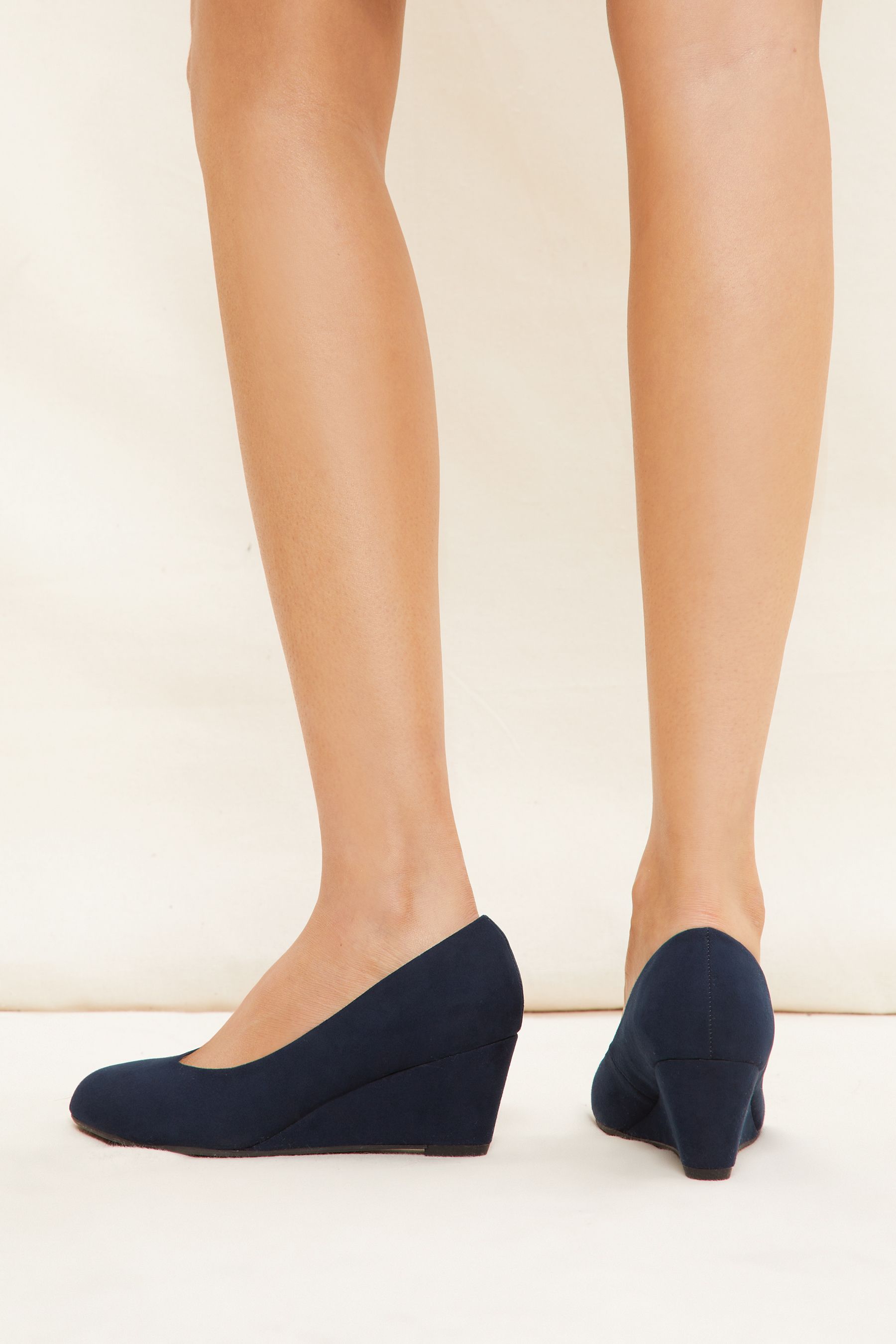 Navy blue wedge new arrivals court shoes