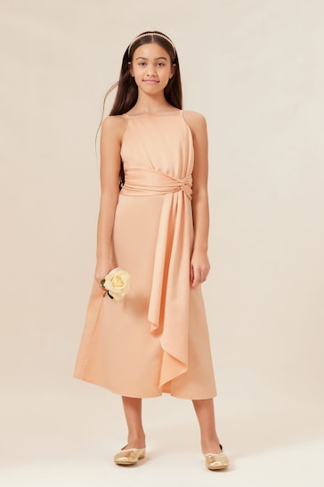 Lipsy Champagne Gold Pink Strap Maxi Prom Dress