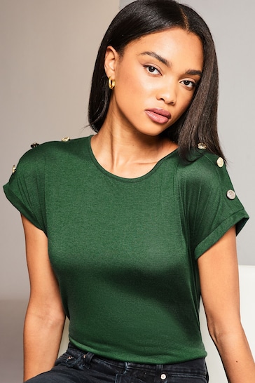 Lipsy Green Round Neck T-Shirt