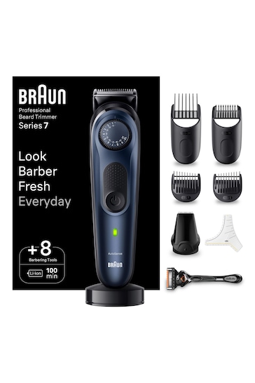 Braun Beard Trimmer Series 7 BT7421, Trimmer With Barber Tools And 100min Runtime