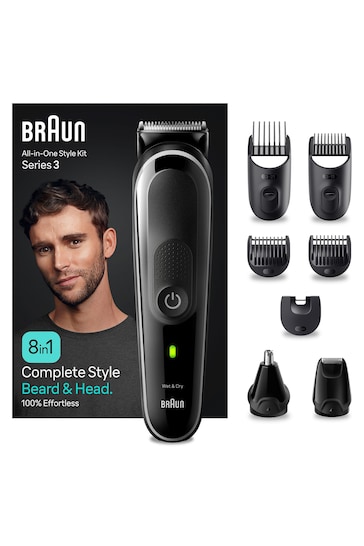 Braun AllInOne Style Kit Series 3 MGK3440, 8in1 Kit For Beard, Hair  More