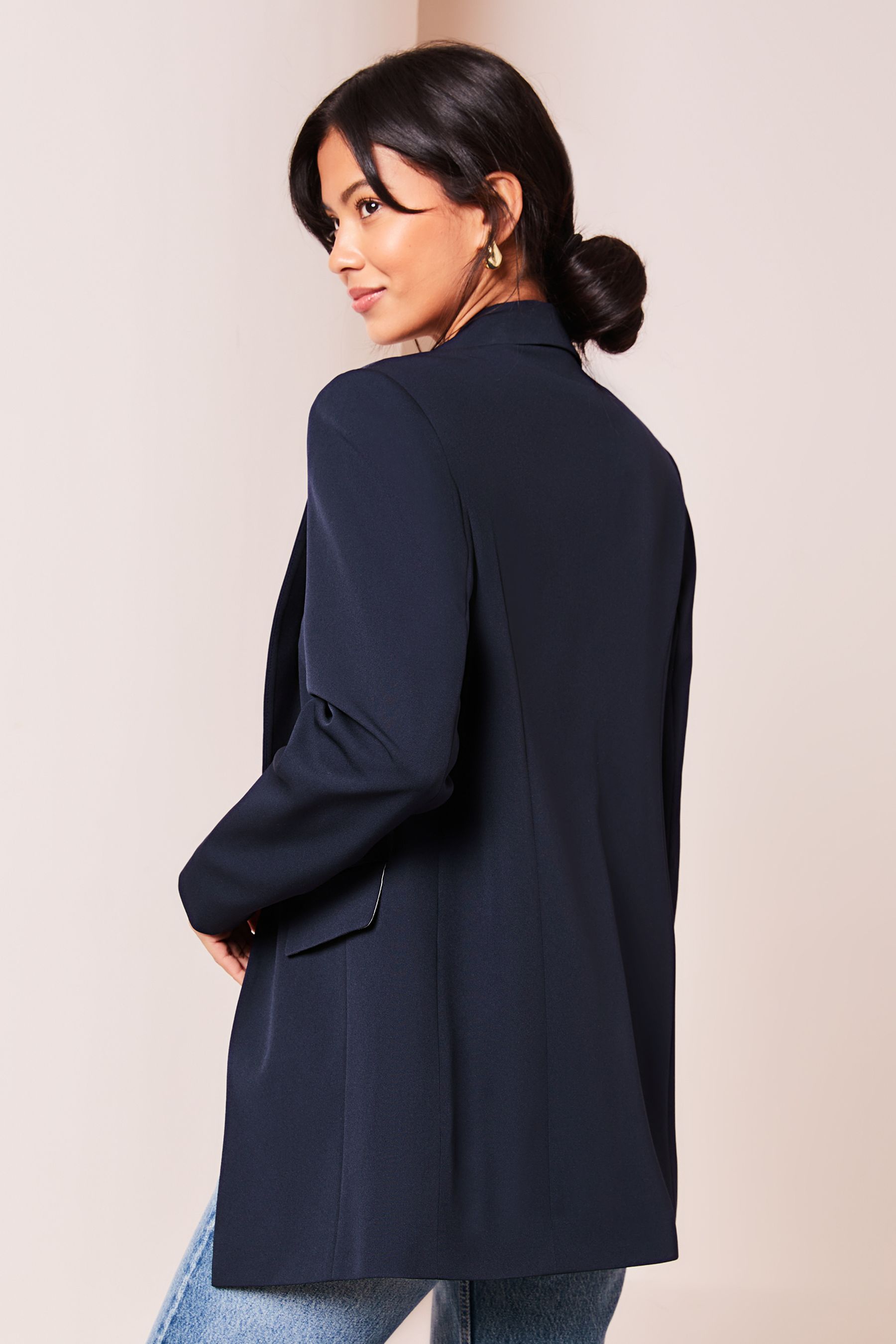 Lipsy Navy Blue Relaxed Longline Tailored Blazer