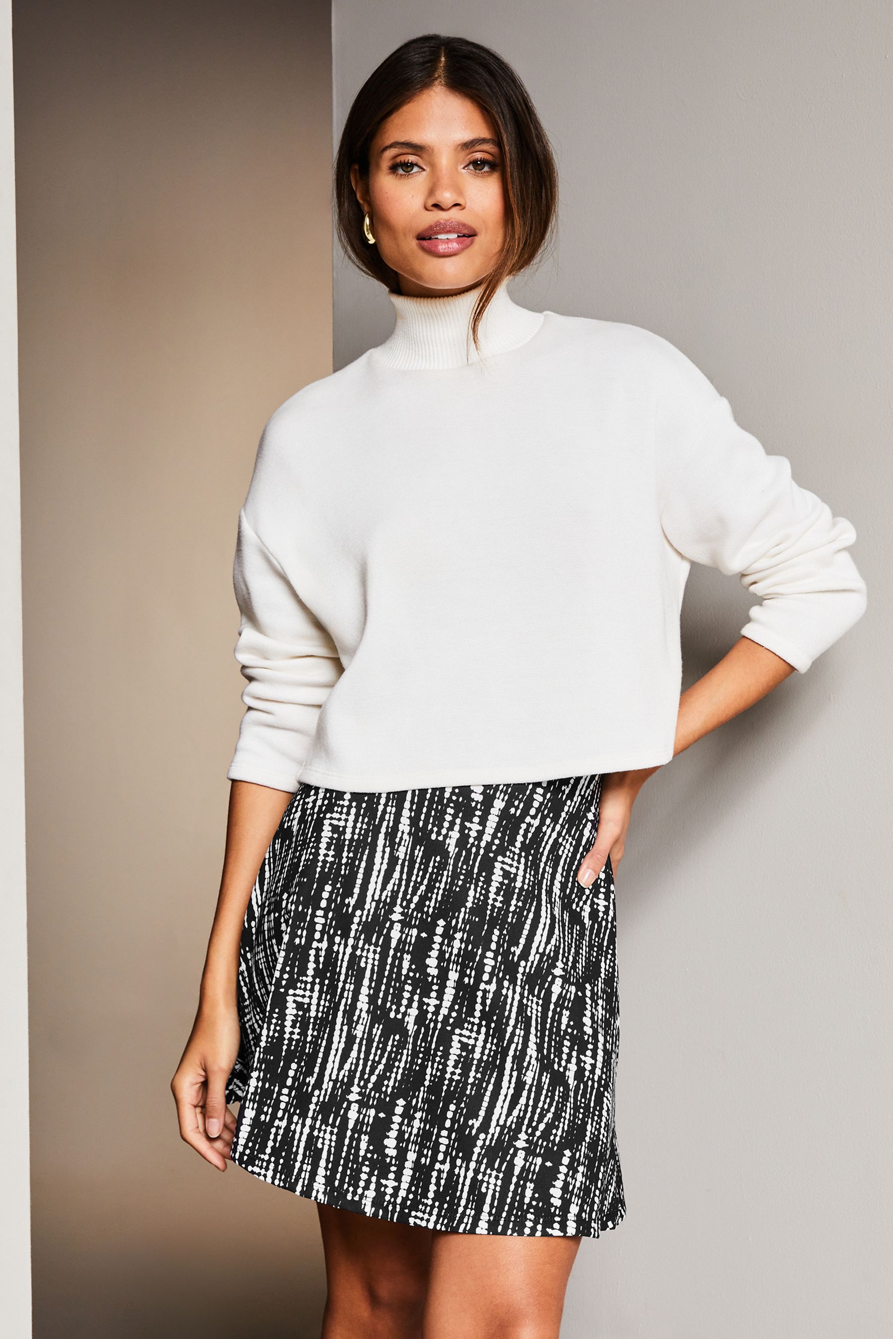 Buy Lipsy Black Marker Print Flippy Mini Skater Skirt from the