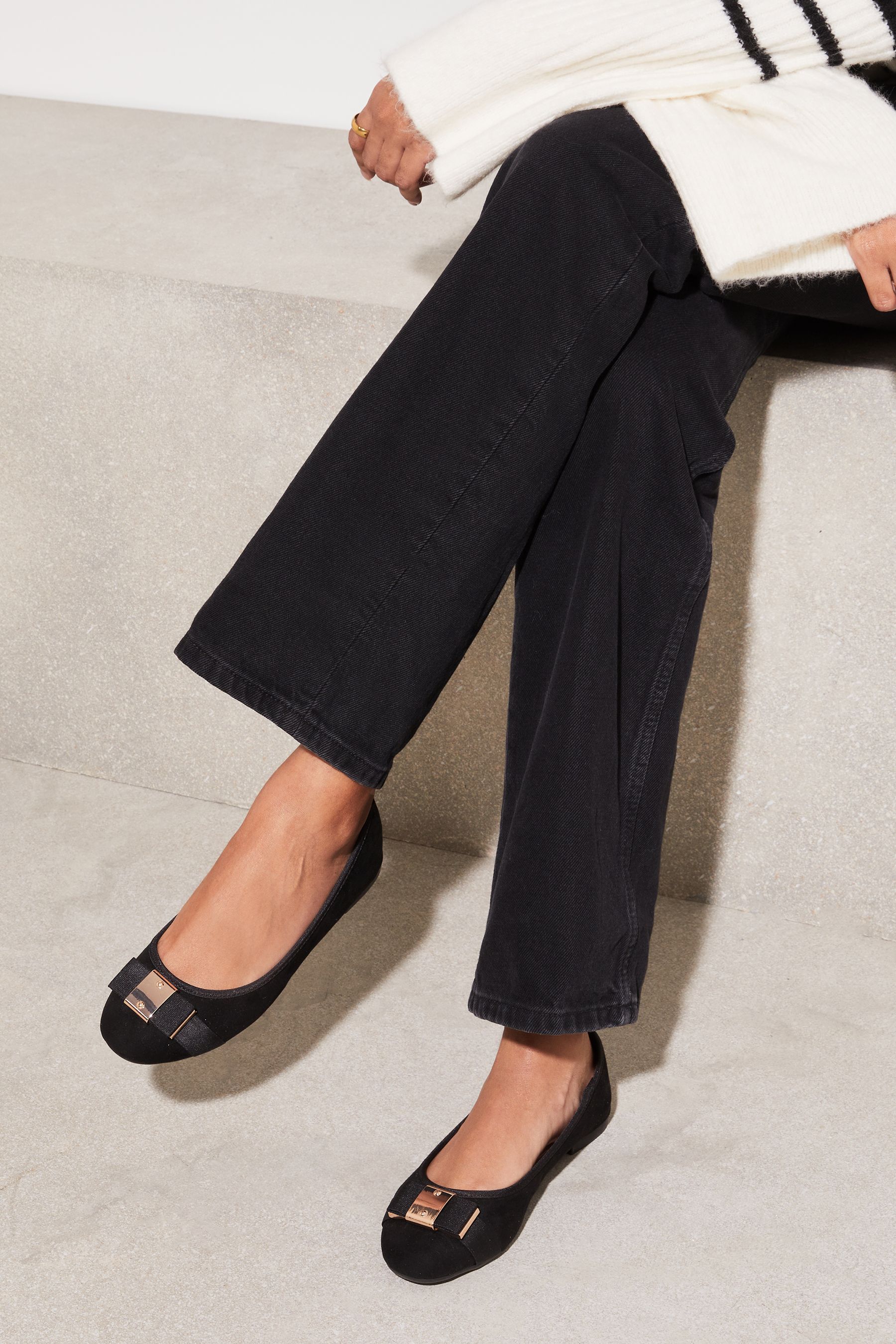 Buy Lipsy Black Wide Fit Flat Bow Ballet Pumps from the Next UK