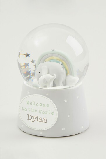 Personalised Welcome To The World Elephant Snow Globe by My 1st Years