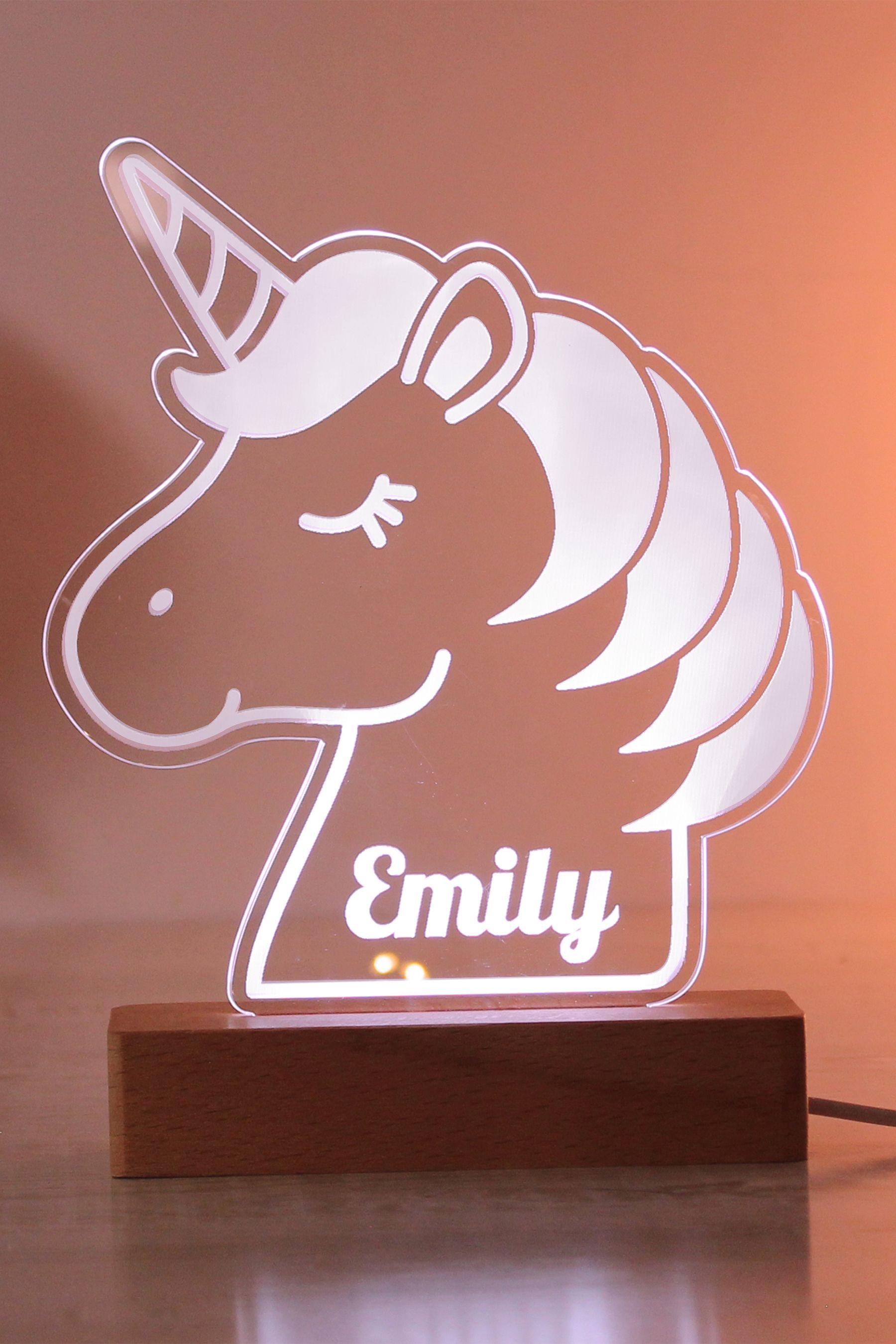 Personalised Unicorn Wooden Based LED Light by PMC