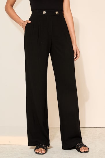 Friends Like These Black Wide Leg Trousers with Linen