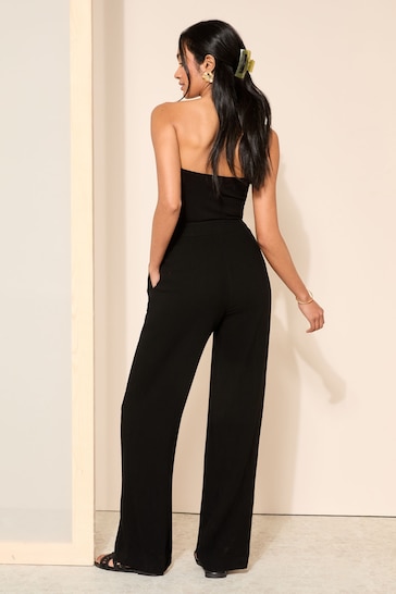 Friends Like These Black Wide Leg Trousers with Linen