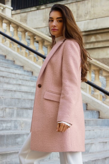 Friends Like These Pink Boucle Petite Tailored Single Button Coat
