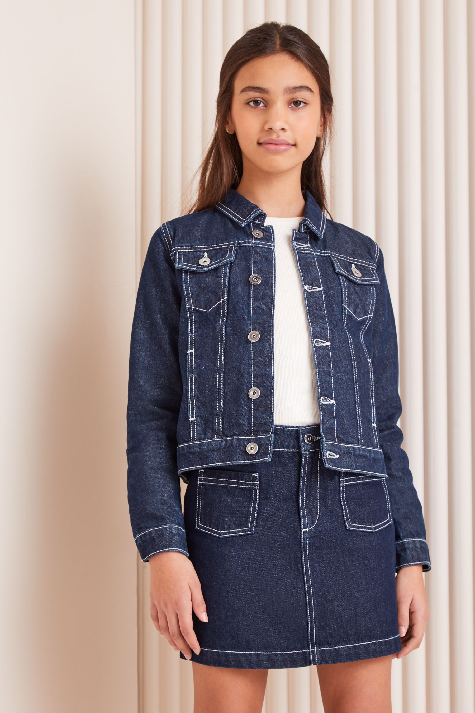 Buy Lipsy Dark Wash Blue Denim Western Jacket From 3 16yrs from