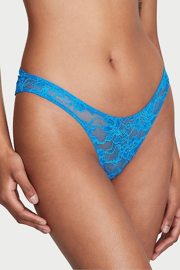 Victoria's Secret Shocking Blue Lace Cheeky Shine Strap Knickers