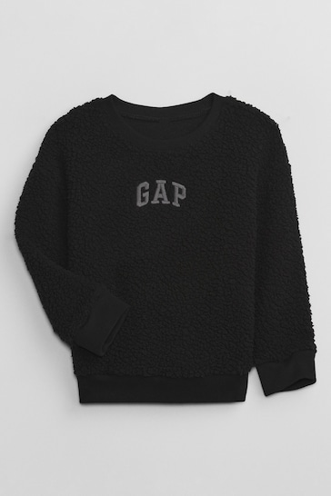 Gap Black Logo Sherpa Long Sleeve Crew Neck Sweatshirt (12mths-5yrs)