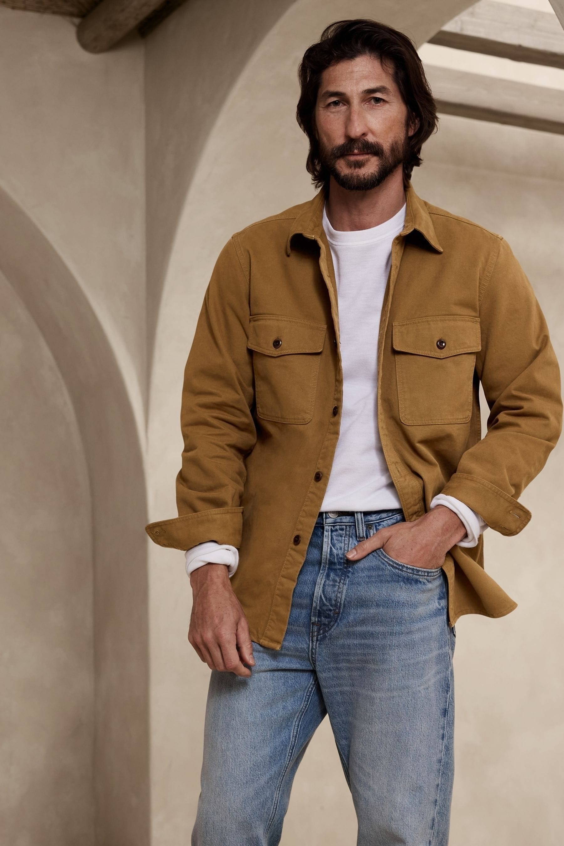 Beige outlet shirt jacket