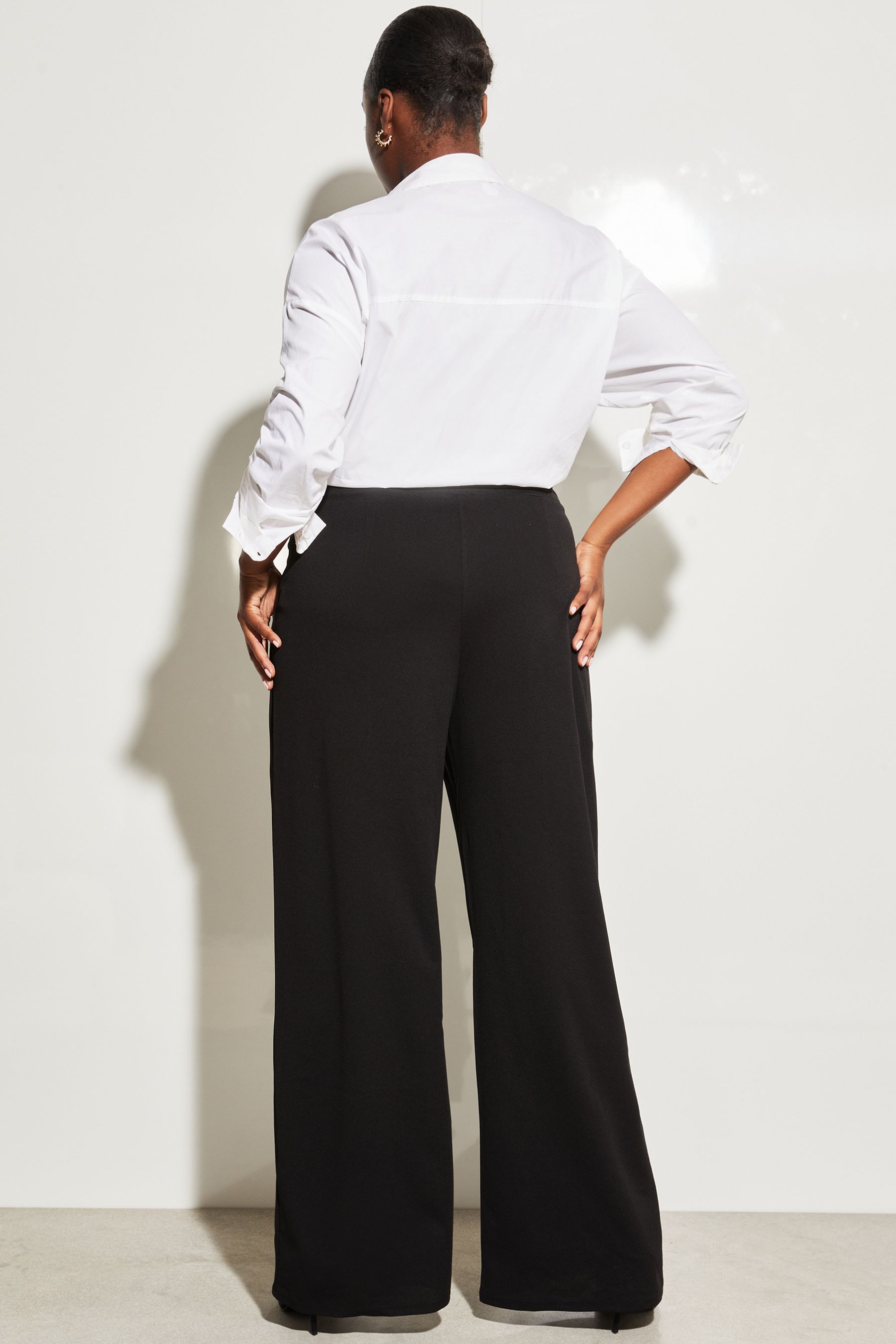 Buy Lipsy Black Curve High Waist Wide Leg Tailored Trousers from the Next UK online shop