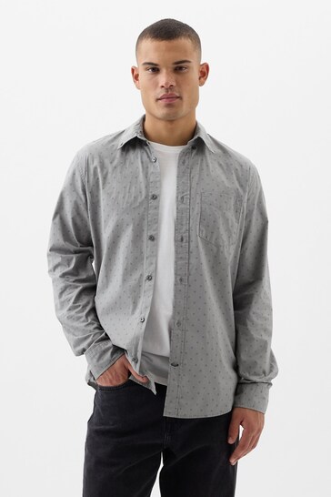 Gap Grey Long Sleeve Pocket Button Up Shirt