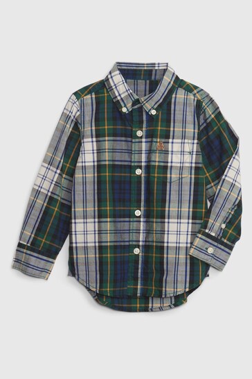 Gap Green Organic Cotton Tartan Flannel Long Sleeve Shirt