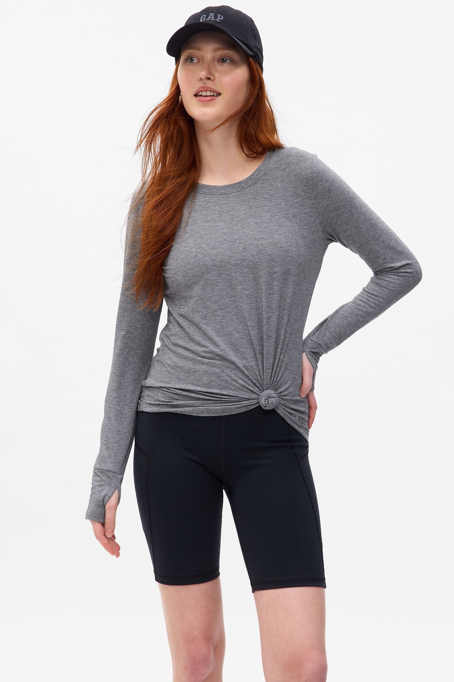 Buy Gap Grey Breathe Crew Neck Long Sleeve T Shirt from the Next