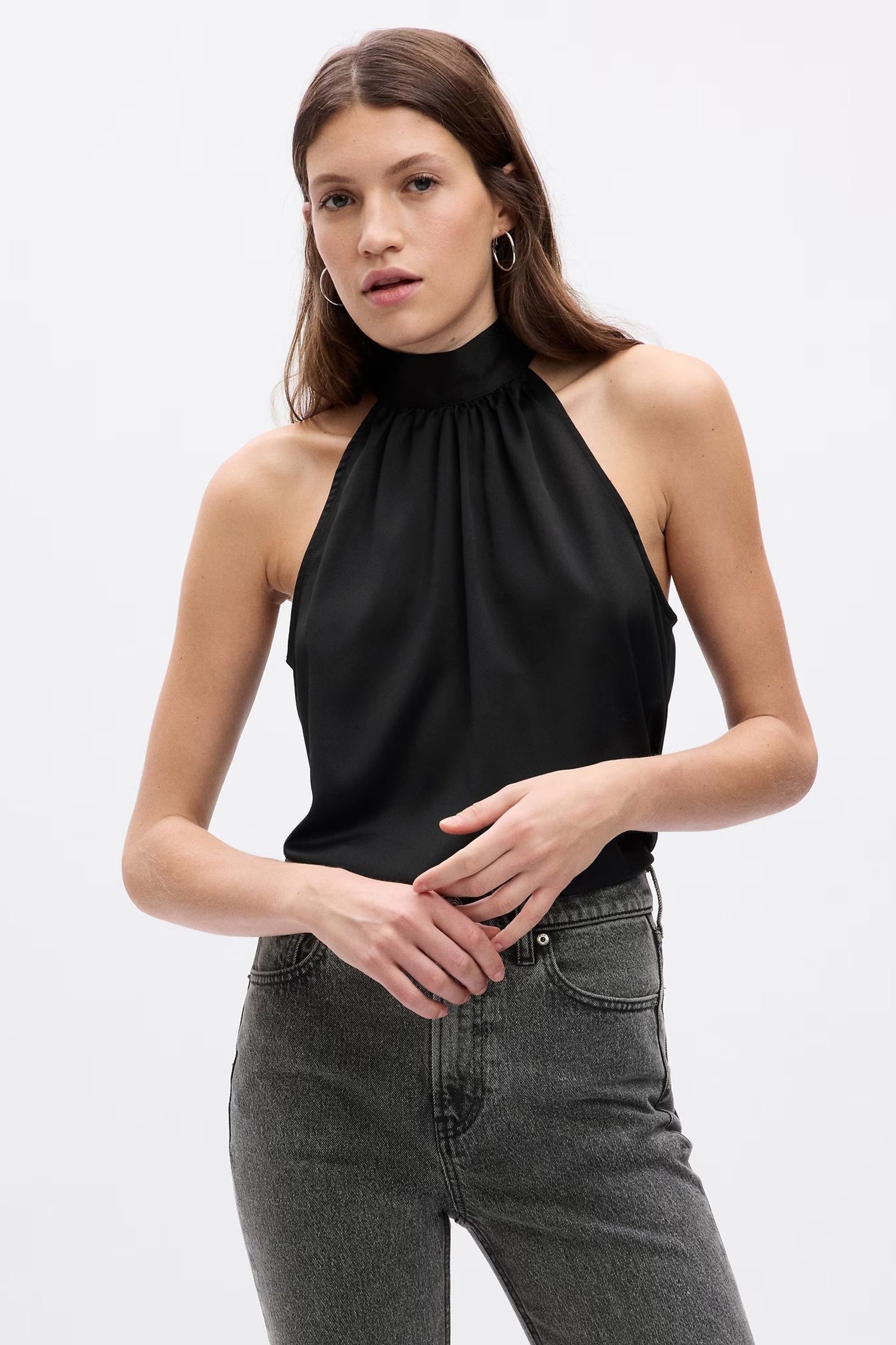 Black halter neck top online uk