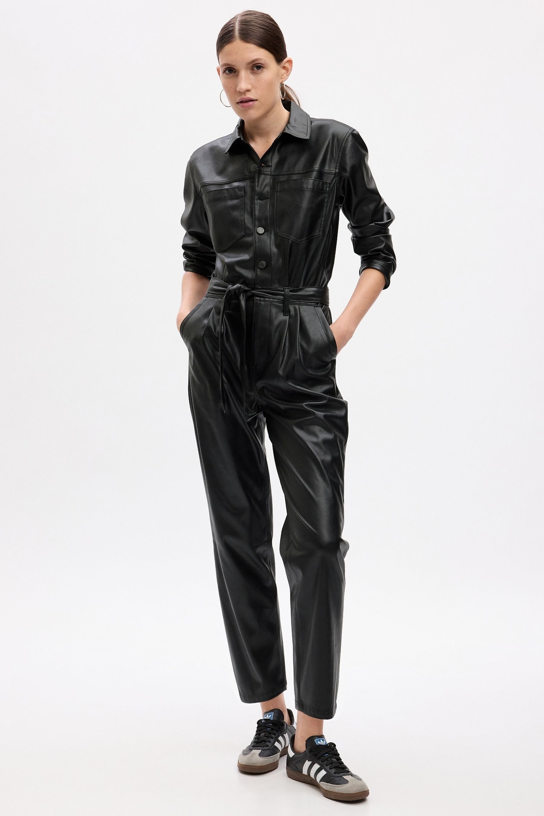 Leather top jumpsuit zara