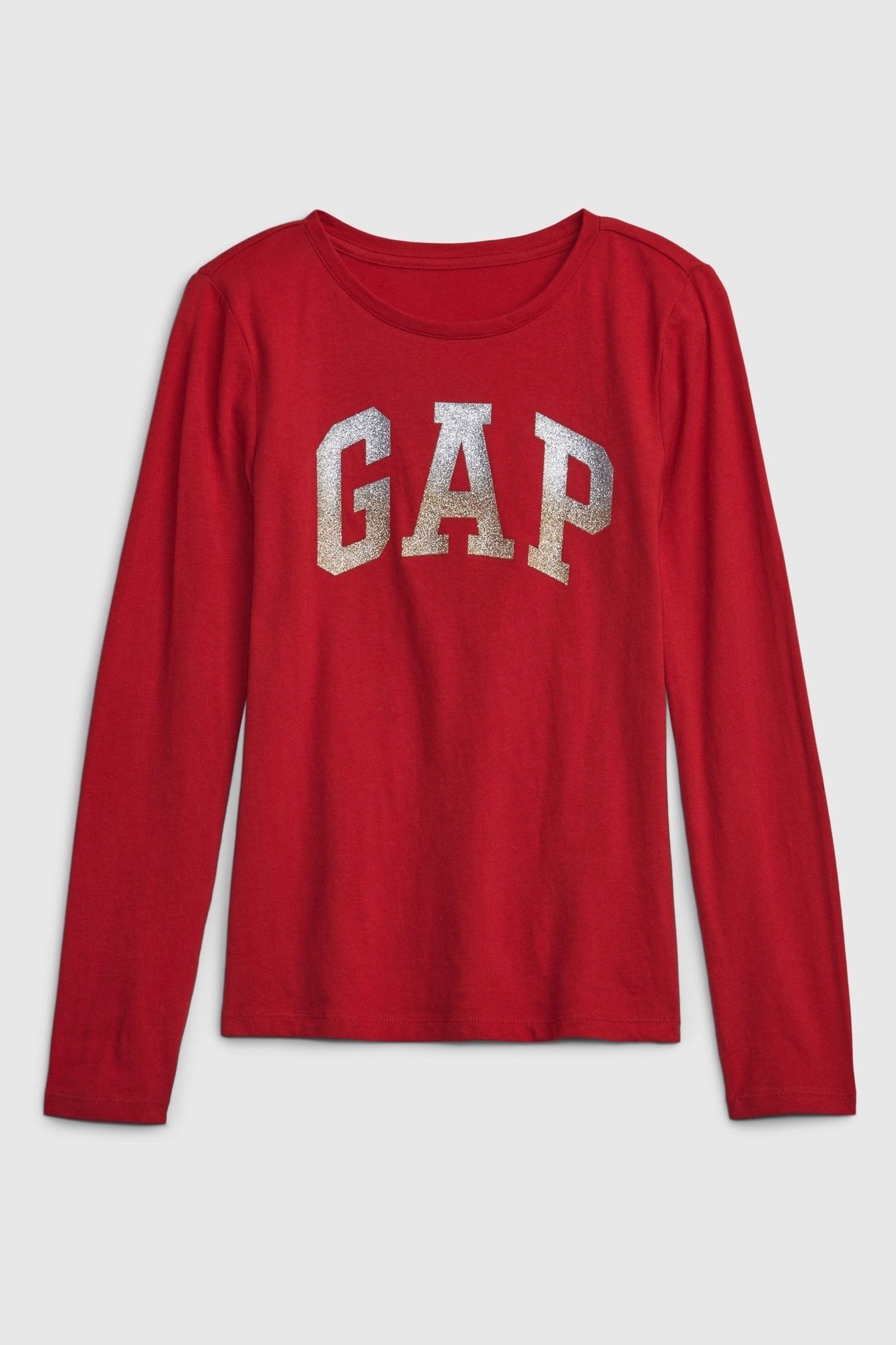 Buy Gap Red Logo Crew Neck Long Sleeve T Shirt from the Next UK