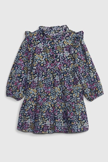 Gap Blue Ruffle Floral Print Dress