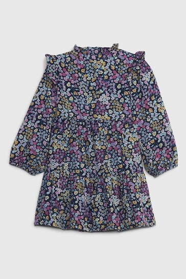 Gap Blue Ruffle Floral Print Dress