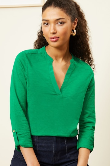 Love & Roses Green Long Sleeve V Neck Jersey T-Shirt
